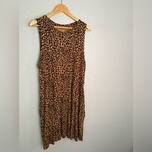 Time and Tru Sleeveless Leopard Midi Dress - Brown and Black
